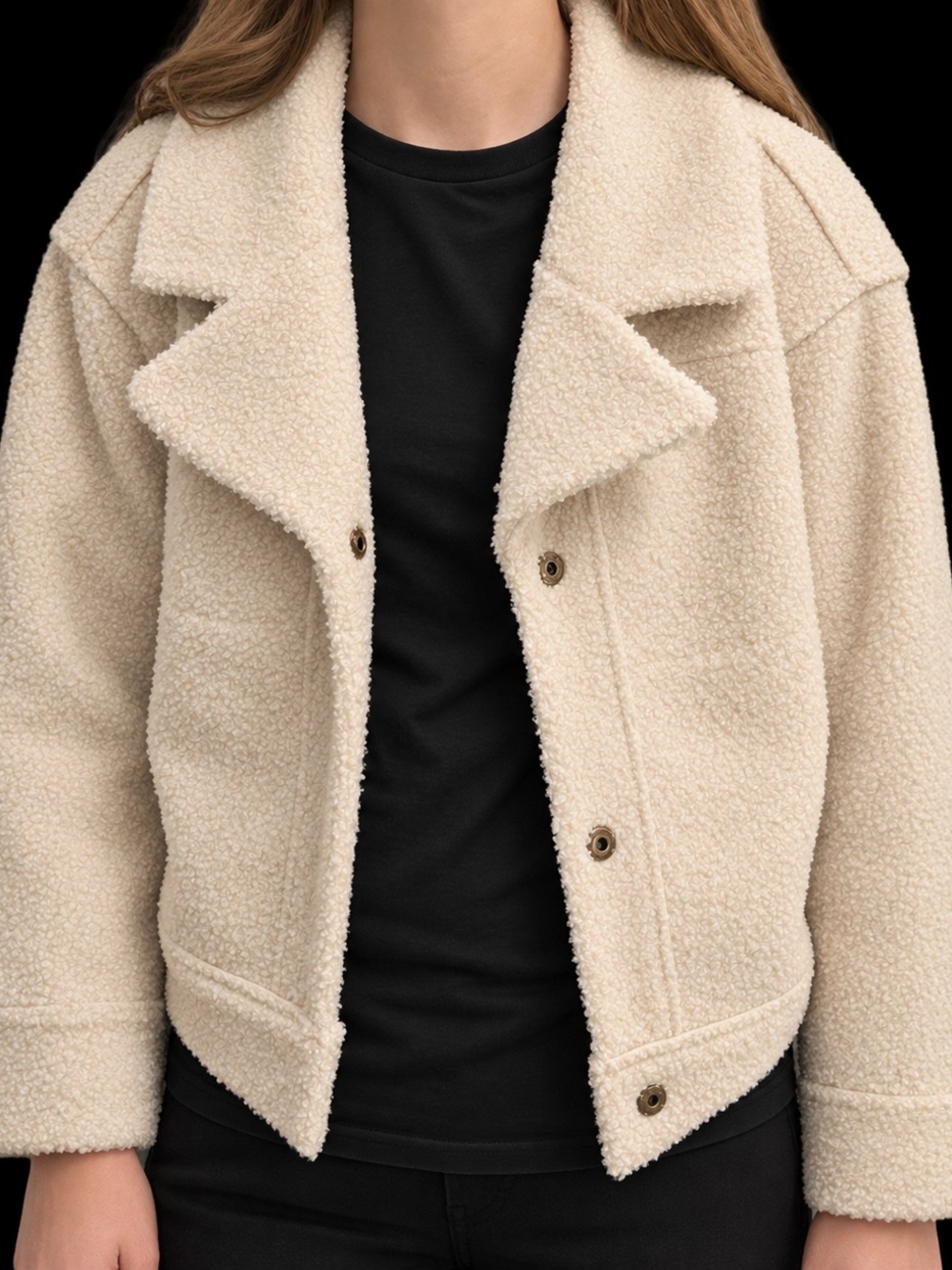 Practically New Marine Layer Cream Vegan Sherpa/Sheepskin Cropped Jacket